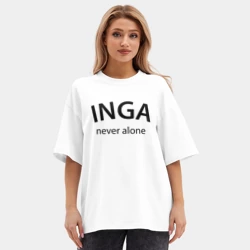 Женская футболка Oversize хлопок premium Inga never alone - motto - фото 2