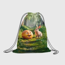 Рюкзак-мешок 3D Колобок и заяц в лесу