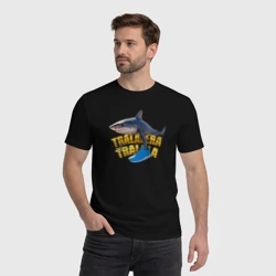 Мужская футболка хлопок Brainrot shark meme - Tralalero Tralala meme - фото 2