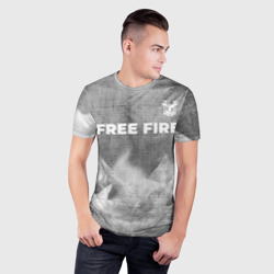 Мужская футболка 3D Slim Free Fire - grey gradient посередине - фото 2