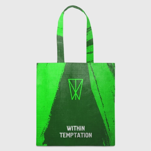 Шоппер 3D с принтом Within Temptation - green gradient по-центру, вид спереди #2