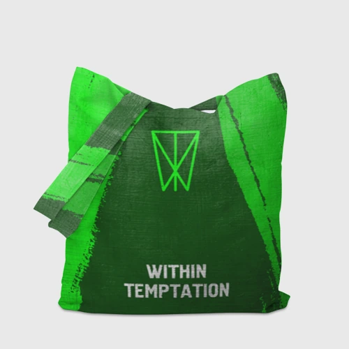 Шоппер 3D с принтом Within Temptation - green gradient по-центру, вид сбоку #3