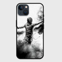 Чехол для iPhone 14 Фехтование в черном дыму