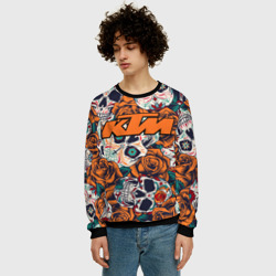 Мужской свитшот 3D Оранжевые черепа КТМ - фото 2