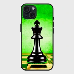 Чехол силиконовый для Apple iPhone 15 матовый Шахматный король на зеленом