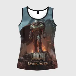 Женская майка 3D Думгай и меха дракон Doom the dark ages
