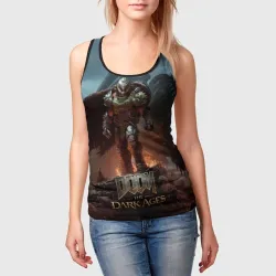 Женская майка 3D Думгай и меха дракон Doom the dark ages - фото 2