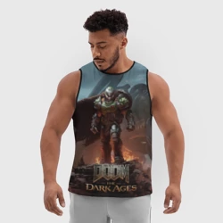 Мужская спортивная майка 3D Думгай и меха дракон Doom the dark ages - фото 2