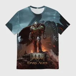 Мужская футболка 3D Думгай и меха дракон Doom the dark ages