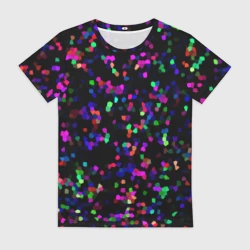 Женская футболка 3D Чёрный с разноцветной мозаикой
