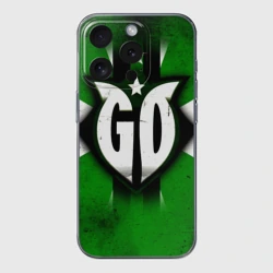 Чехол для iPhone 15 Pro Max силиконовый с защитой камеры Go на зеленом