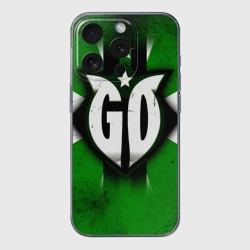 Чехол для iPhone 15 Pro силиконовый с защитой камеры Go на зеленом