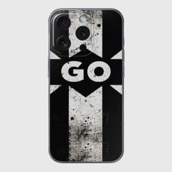 Чехол для iPhone 15 Pro Max силиконовый с защитой камеры Go в черно-белом