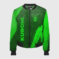 Женский бомбер 3D Kuromi - green gradient вертикально