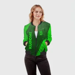 Женский бомбер 3D Kuromi - green gradient вертикально - фото 2