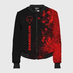 Женский бомбер 3D Evangelion - red gradient по-вертикали