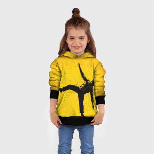 Детская толстовка 3D с принтом Брейк-данс на желтом, вид сбоку #3