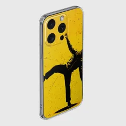 Чехол для iPhone 15 Pro Max силиконовый с защитой камеры Брейк-данс на желтом - фото 2