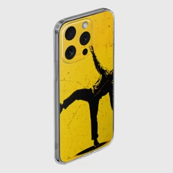 Чехол для iPhone 15 Pro Max силиконовый с защитой камеры Брейк-данс на желтом - фото 2
