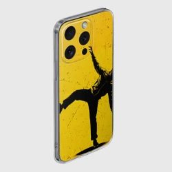 Чехол для iPhone 15 Pro силиконовый с защитой камеры Брейк-данс на желтом - фото 2