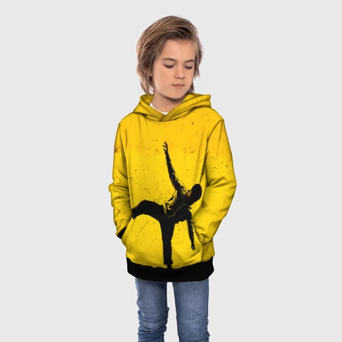 Детская толстовка 3D с принтом Брейк-данс на желтом, фото на моделе #1