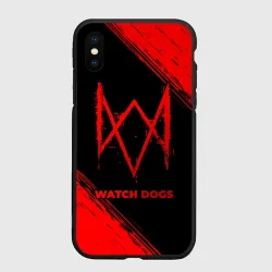 Чехол для iPhone XS Max матовый Watch Dogs - red gradient
