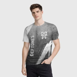 Мужская футболка 3D Deftones - grey gradient вертикально - фото 2