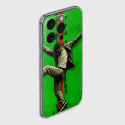 Чехол для iPhone 16 Pro Max силиконовый с защитой камеры Брейк-данс на зеленом - фото 2