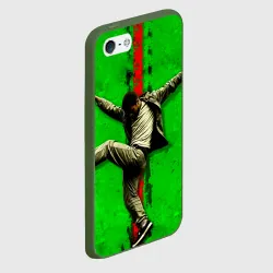 Чехол для iPhone 5/5S матовый Брейк-данс на зеленом - фото 2