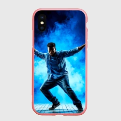 Чехол для iPhone XS Max матовый Брейк-данс в синем дыму