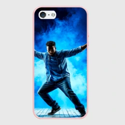 Чехол для iPhone 5/5S матовый Брейк-данс в синем дыму