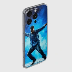 Чехол для iPhone 16 Pro Max силиконовый с защитой камеры Брейк-данс в синем дыму - фото 2