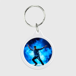 Брелок круглый Брейк-данс в синем дыму
