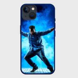 Чехол для iPhone 14 Брейк-данс в синем дыму