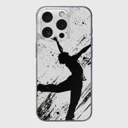 Чехол для iPhone 15 Pro силиконовый с защитой камеры Брейк-данс в черно-белом