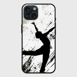 Чехол силиконовый для Apple iPhone 15 матовый Брейк-данс в черно-белом