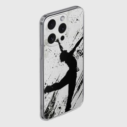 Чехол для iPhone 15 Pro силиконовый с защитой камеры Брейк-данс в черно-белом - фото 2