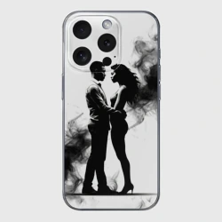 Чехол для iPhone 15 Pro Max силиконовый с защитой камеры Кизомба в черном дыму