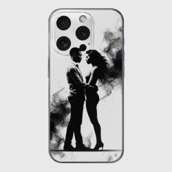 Чехол для iPhone 15 Pro силиконовый с защитой камеры Кизомба в черном дыму