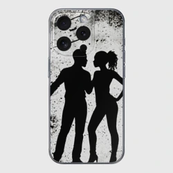 Чехол для iPhone 15 Pro Max силиконовый с защитой камеры Кизомба на черно-белом