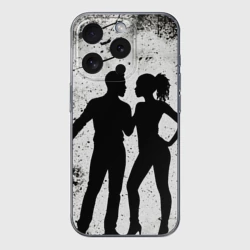 Чехол для iPhone 15 Pro силиконовый с защитой камеры Кизомба на черно-белом