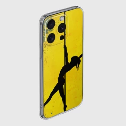 Чехол для iPhone 15 Pro силиконовый с защитой камеры Pole Dance на желтом - фото 2
