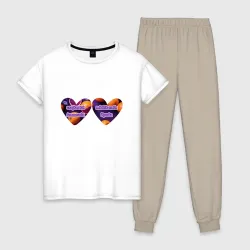 Женская пижама с белой футболкой хлопок Иринка апельсинка