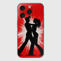 Чехол для iPhone 15 Pro Max силиконовый с защитой камеры Сальса на красном