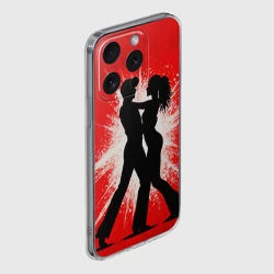 Чехол для iPhone 15 Pro Max силиконовый с защитой камеры Сальса на красном - фото 2