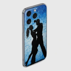 Чехол для iPhone 15 Pro Max силиконовый с защитой камеры Сальса на синем - фото 2