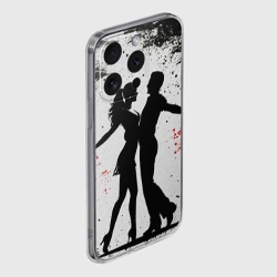 Чехол для iPhone 15 Pro Max силиконовый с защитой камеры Сальса на черно белом - фото 2