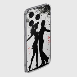 Чехол для iPhone 15 Pro силиконовый с защитой камеры Сальса на черно белом - фото 2