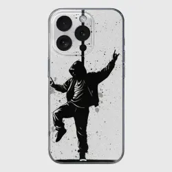 Чехол для iPhone 16 Pro Max силиконовый с защитой камеры Хип-хоп в чб