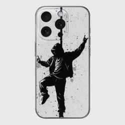 Чехол для iPhone 15 Pro Max силиконовый с защитой камеры Хип-хоп в чб